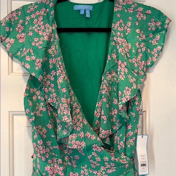 Draper James Green Flutter Sleeve Wrap Sundress - Picture 3 of 7